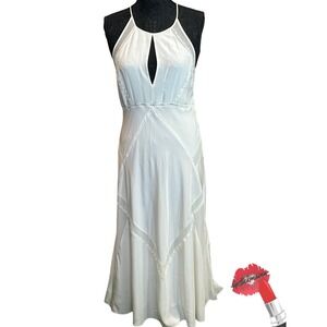 NWT BCBG Maxaria‎ Runway Dress 10 White Maxi Backless Aleta Strappy Bridal